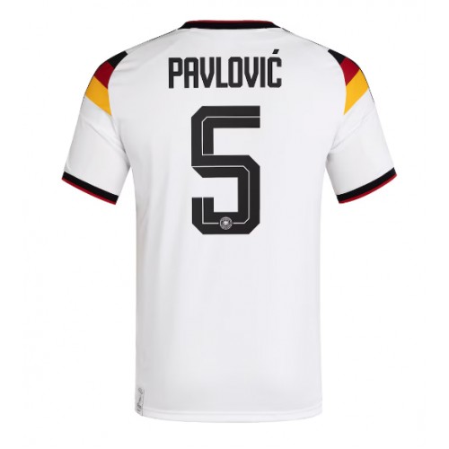 Stroje piłkarskie Niemcy Aleksandar Pavlovic #5 Koszulka Podstawowej MŚ 2026 Krótki Rękaw